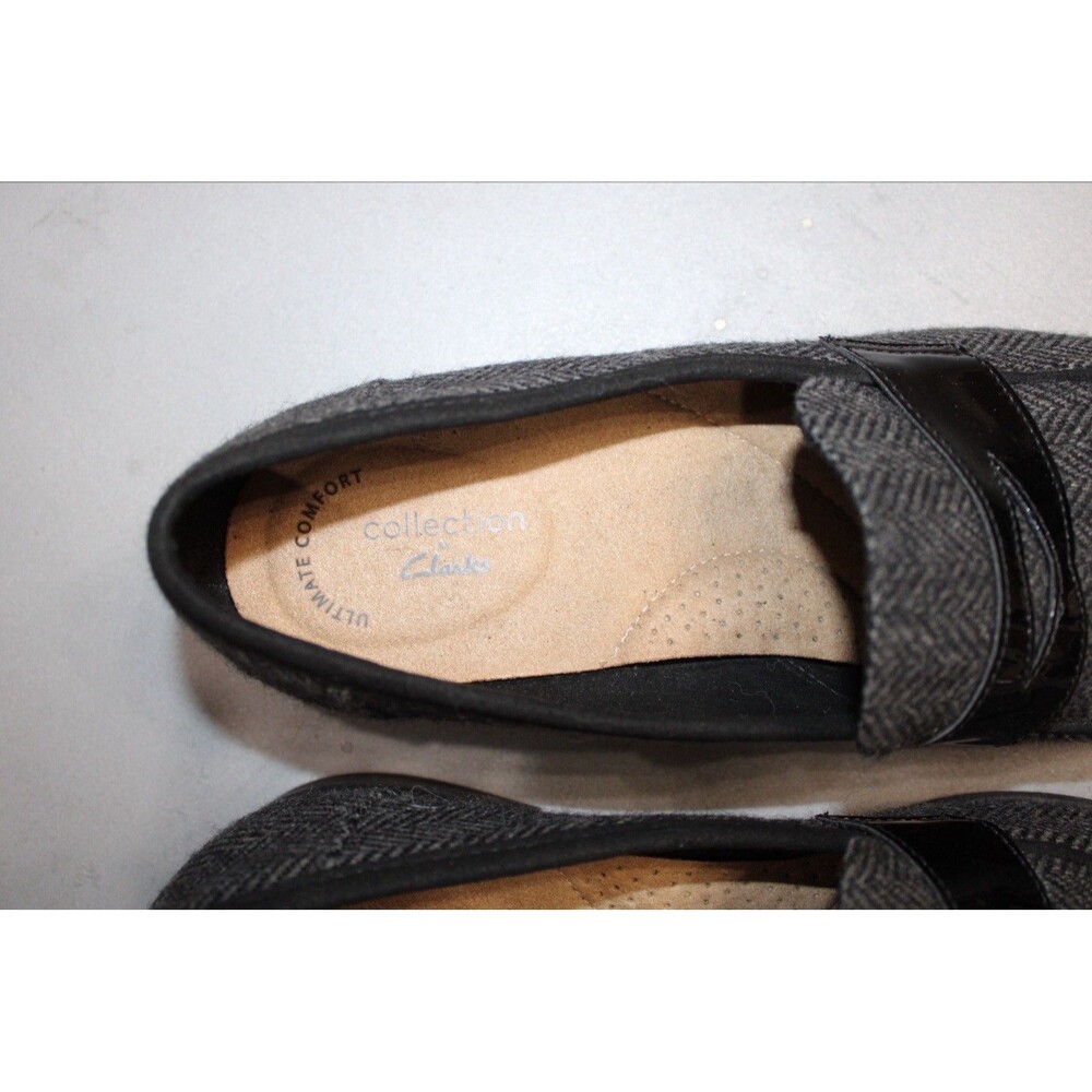 Clarks Trish Rose Loafers Women’s 10 Gray Herringbone Slip On Comfort - Picture 7 of 9